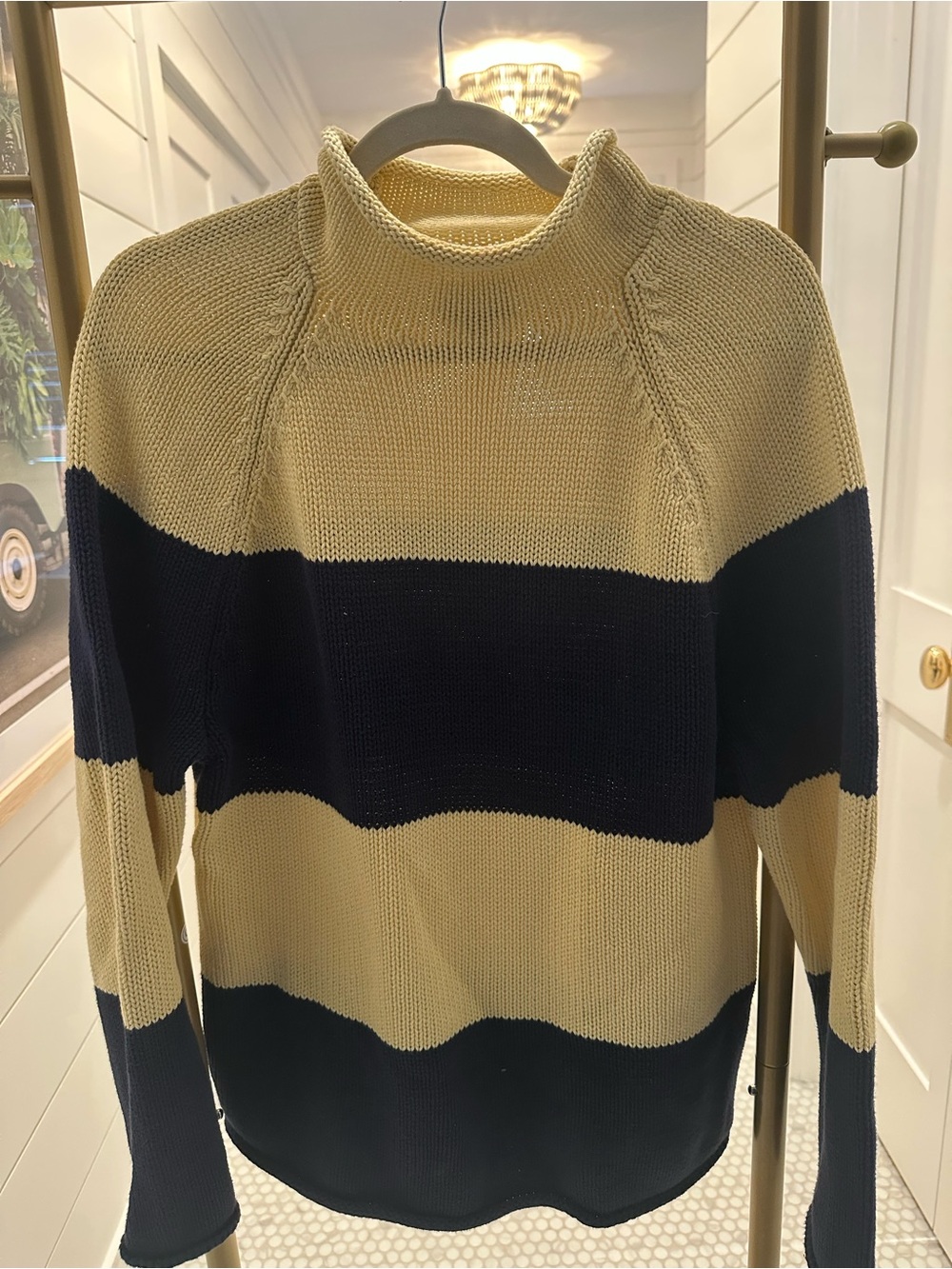 J. CREW 1988 Rollneck™ oversized sweater in cotton in Rugby Stripe Size XS $118